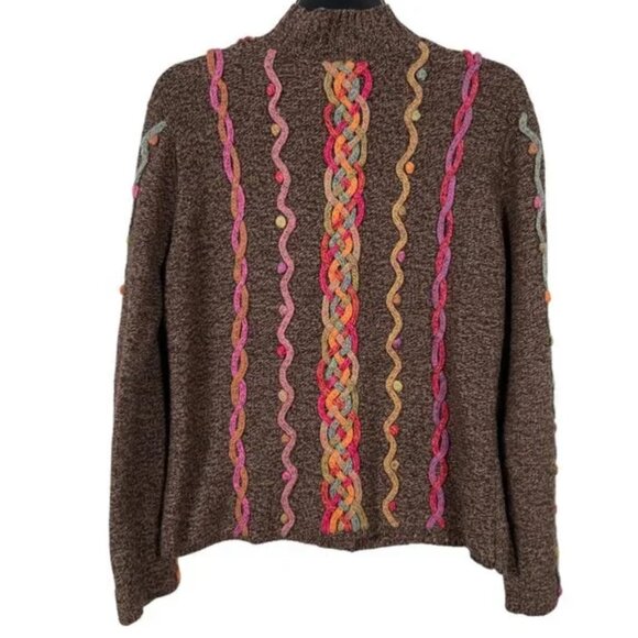 ✨ Talbots Embroidered Lambswool-Blend Knit Cardigan – Size Large ✨ - Picture 2 of 8